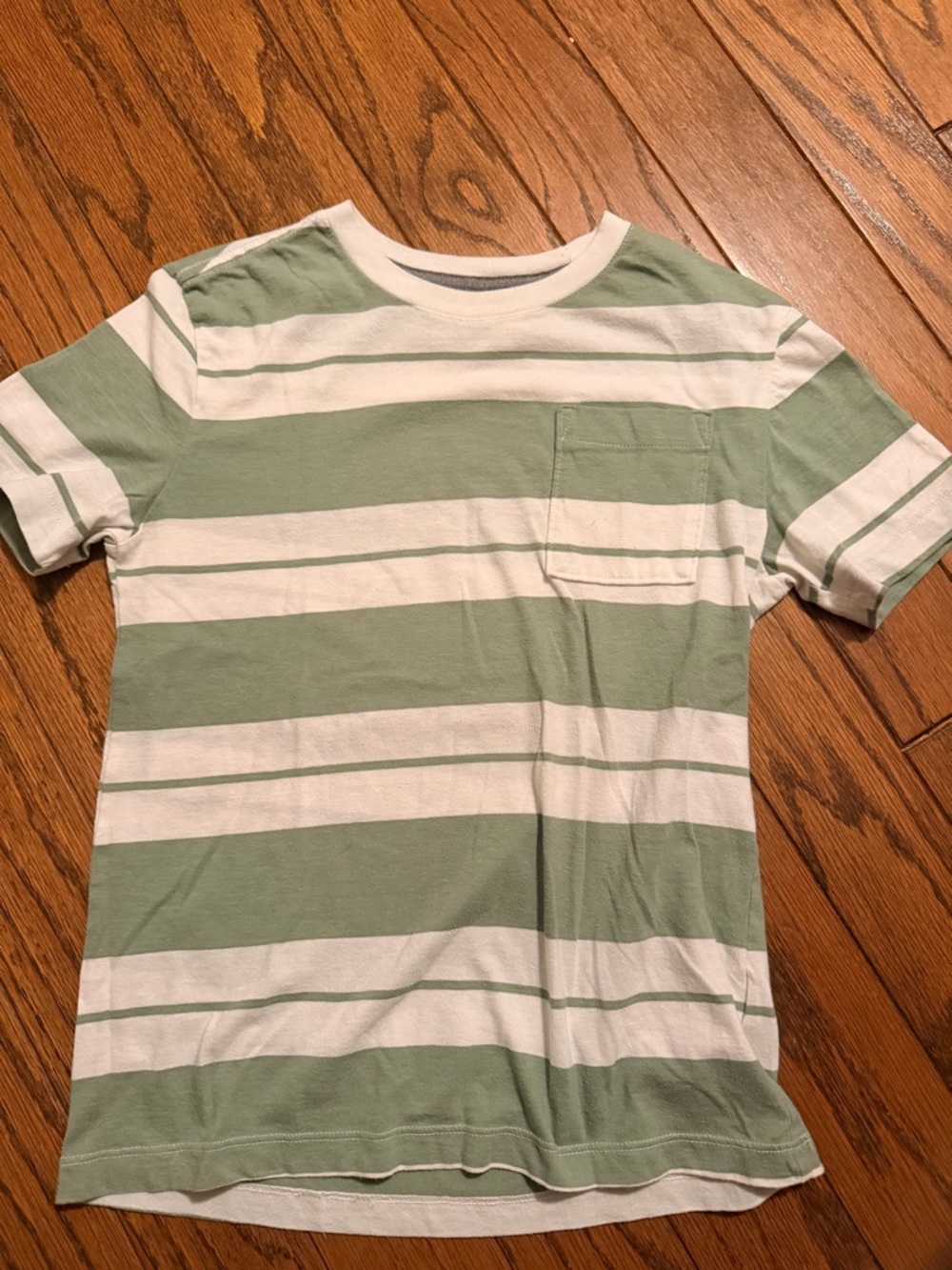 Old Navy Green and White Striped Short Sleeve Tee